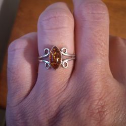 Sterling Silver Amber Ring