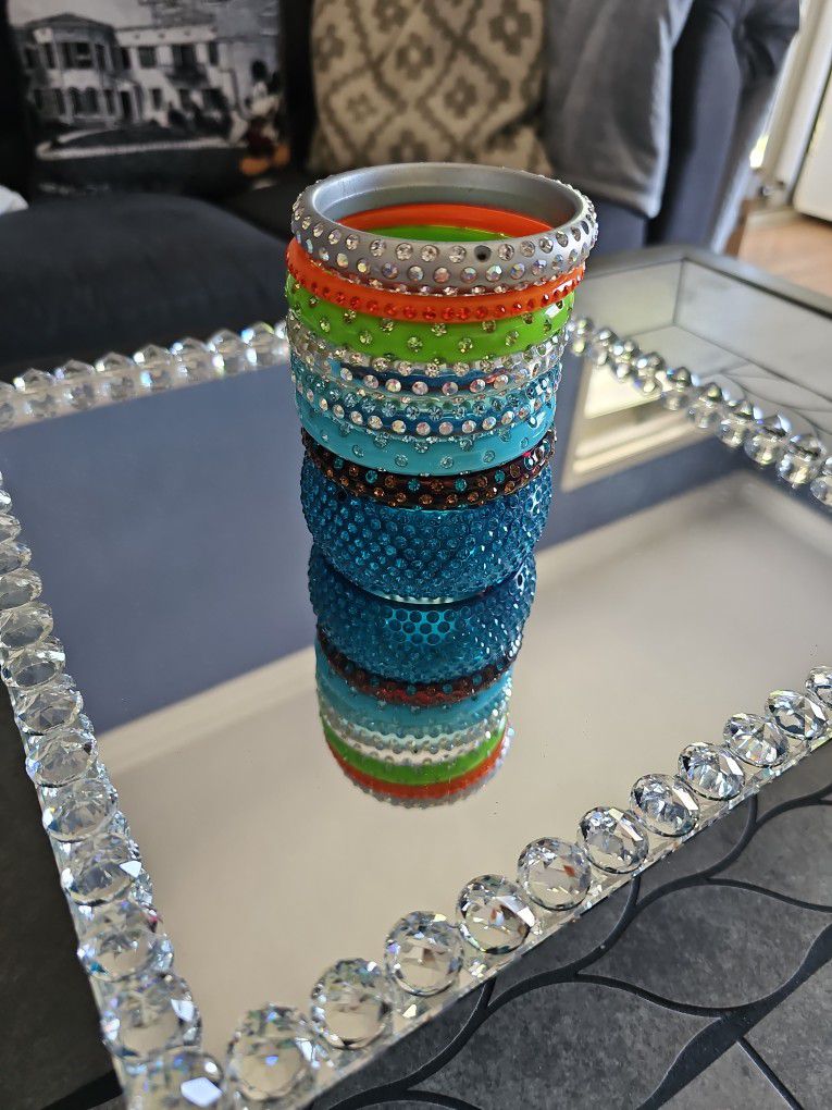 Vintage Bracelet Bangles Set Of 8 Bling Crystals