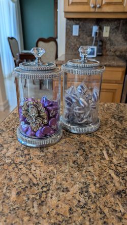 2 Beautiful Candy Dishes, Glass And Crystal, Both For $20