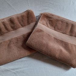 2 Light Brown Bath Towels
