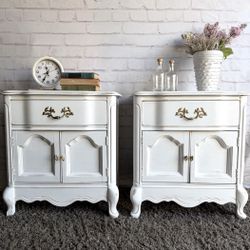 Awesome Shabby Distressed Solid Wood French Provincial Style Nightstands Night Stands Side Tables End Tables Consoles 