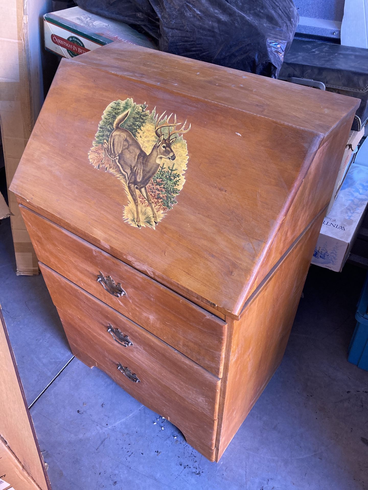 Vintage Monterey Style Desk With Drop Front