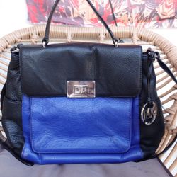 Michael Kors Leather Tote Bag – Black & Blue