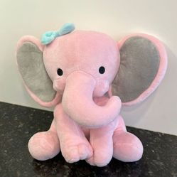 Twinkle Toes Pink and Gray Plush 10in Elephant Hazel Bedtime Originals 