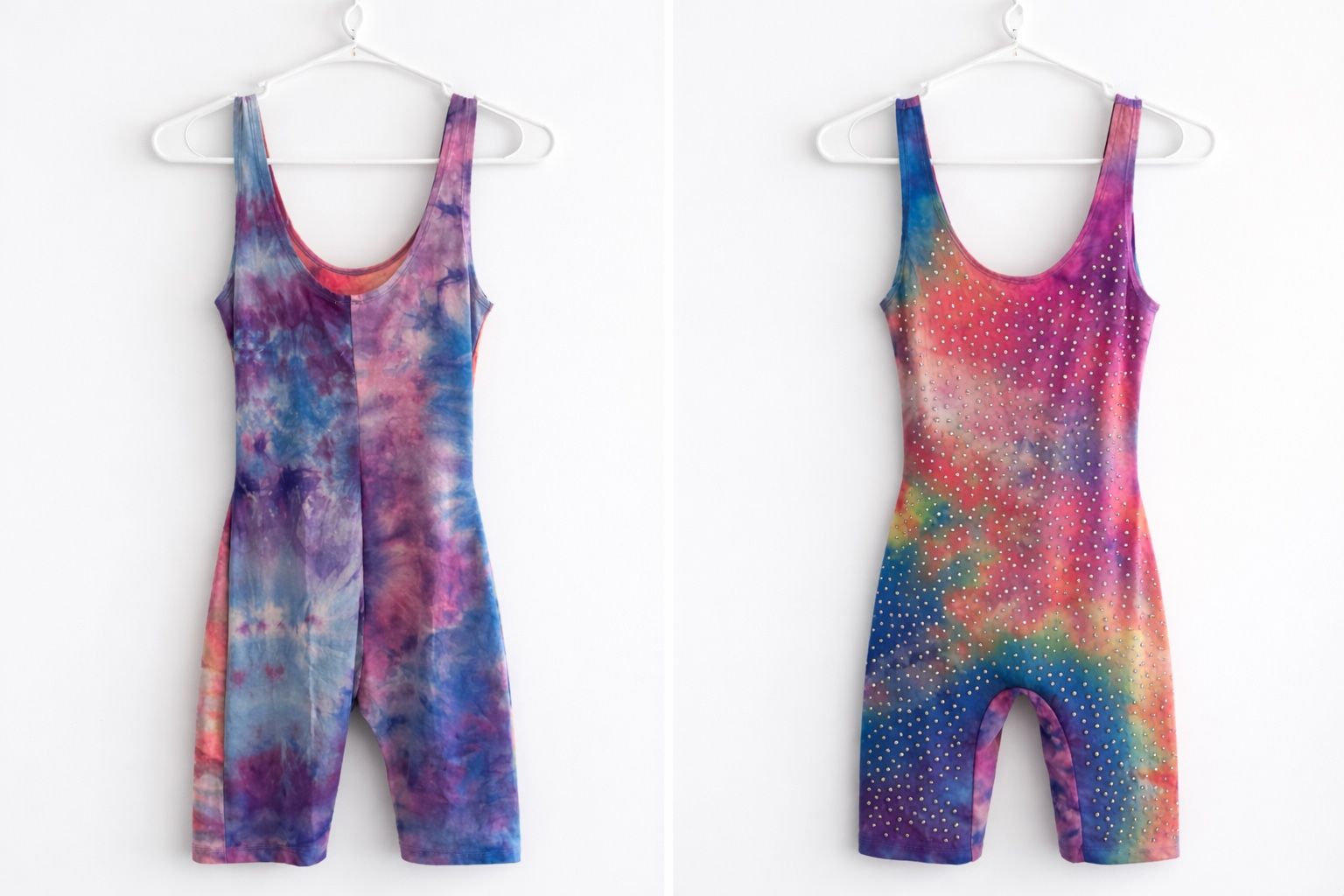 Boutique Tie-Dye Rhinestone Romper – Stretch Fit