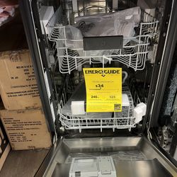 18” Dishwasher Stainless Steel Black Ge Profile 