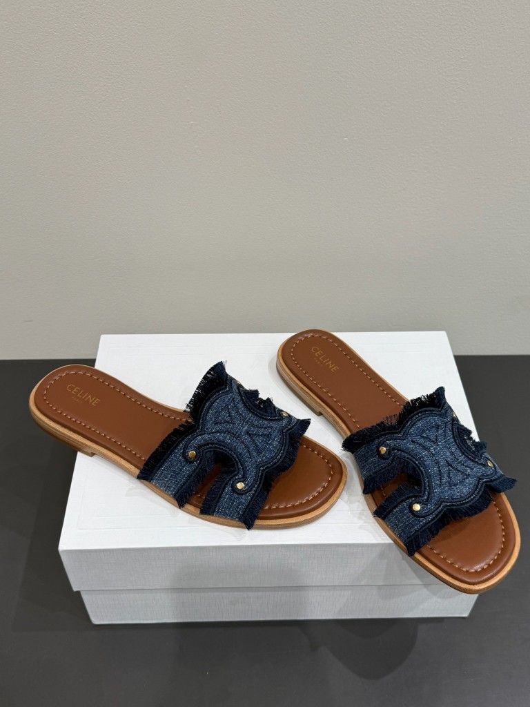 A pair of blue slippers