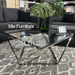 Coffee Table Chrome Square 39x39 New 
