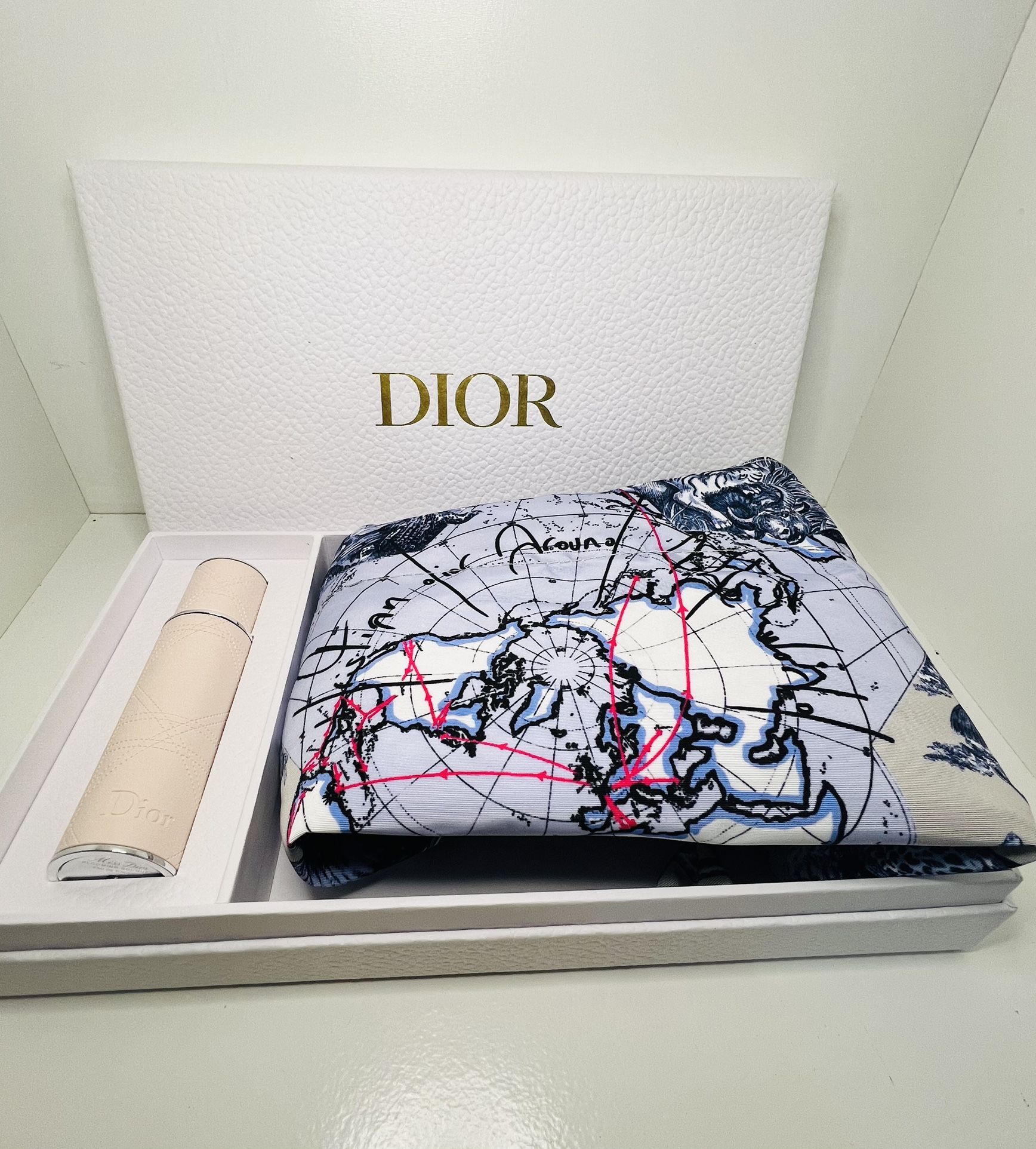 Dior Around the World Gift Set, Dior Refillable perfume and Bucket Travel Bag