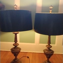 Antique Stiffel Lamps With Original. Finial And Shades
