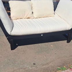 Black 1-Piece Solid Wood Couch Sofa Bed 