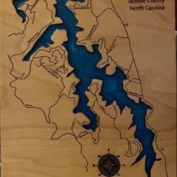 Lake Glenville  Jackson County North Carolina Wooden Epoxy Lake Poster