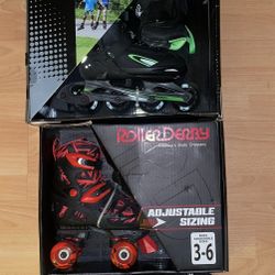 Kids Roller Skates And Roller Blades With Protective Knee Elbow Pads