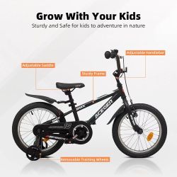 🥨ACEGER Kids Bike for Ages 2‑12 Boys Girls Toddler,14 Inch with Training Wheels,black