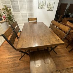Dining Table 4 Chairs 1 Bench 