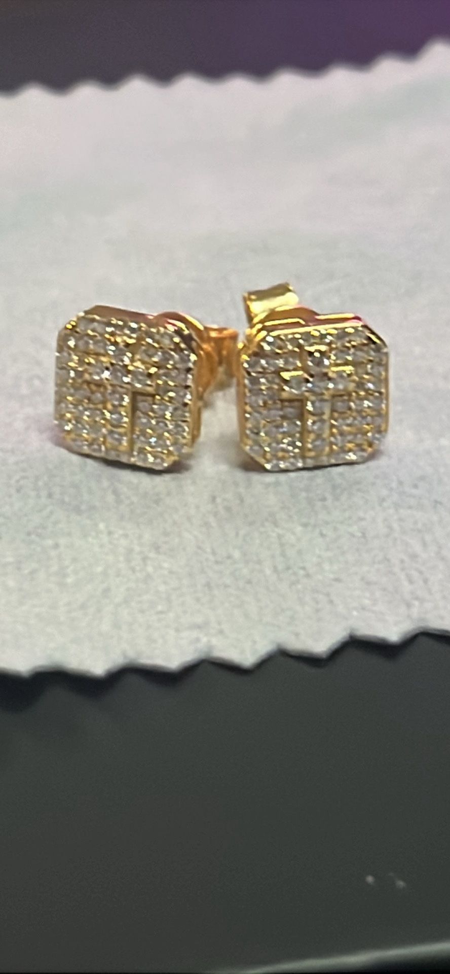 Cross Moissanite Gold Plated S925 Silver Earrings 