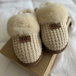 UGG Beige Knitted Slippers Size 8 