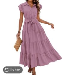 Women’s  Summer Ruffle Midi Dress *No Belt