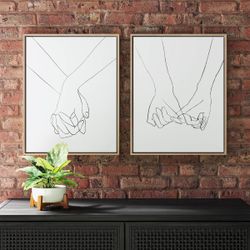 Set of 2) 16" x 20" Hands Framed Canvas - Threshold™: Modern Wall Art