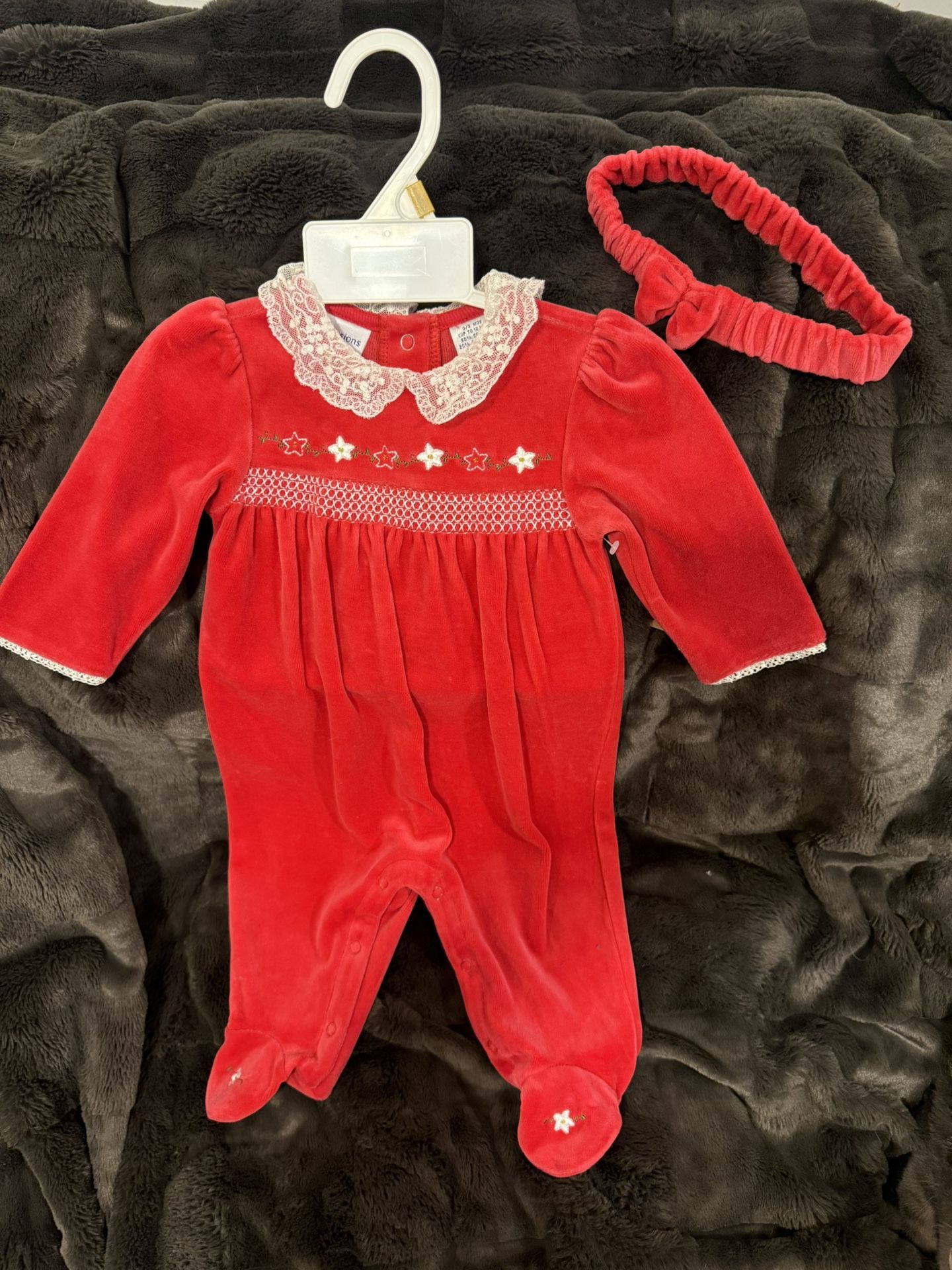 Toddler infant Girl Holiday Christmas Onesie with Matching Headband