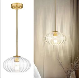 FEMILA Pendant Light For Kitchen Island, 10.3" Brushed Gold Pendant Lighting