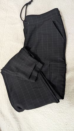 Black Pants With White Grid Design