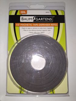 Baumgardens 1/2 " magnetic tape dispenser refill 15ft apply to signs or photos to make them magnetic