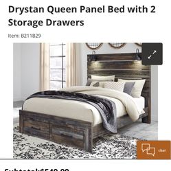 Drystan Queen Panel Bed with 2 Storage Drawers From Ashley 