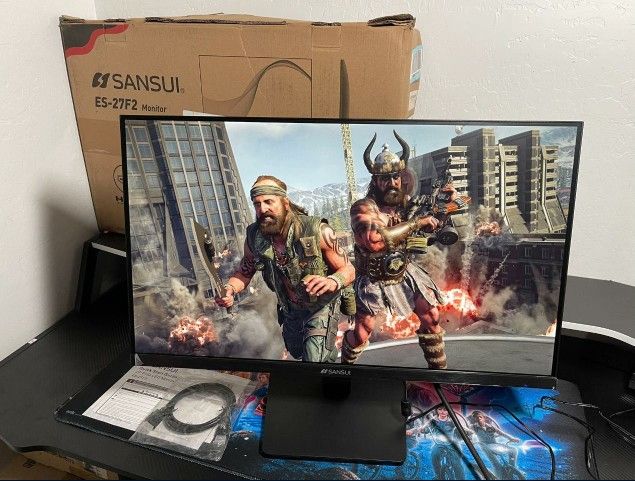 SANSUI 27 Inch Computer Monitor 120Hz, FHD 1080P Monitor, HDMI DP Ports FreeSync, HDR 110% sRGB, Tilt Adjustable Frameless VESA Compatible for Office