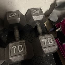 70 lbs and 60 lbs Dumbells for Sale .  2 of each