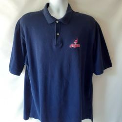 Cleveland Indians men's blue polo shirt size XL.Laid flat the length is 31"the width from pit to pit is 24"and the sleeve length is 10".Pre-owned and 