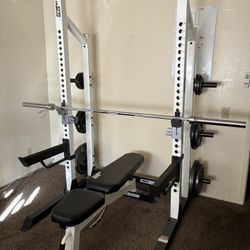 Complete Fitness Gear Home Gym Package – 300 lb Olympic Set + Pro Half Rack + Adjustable Bench