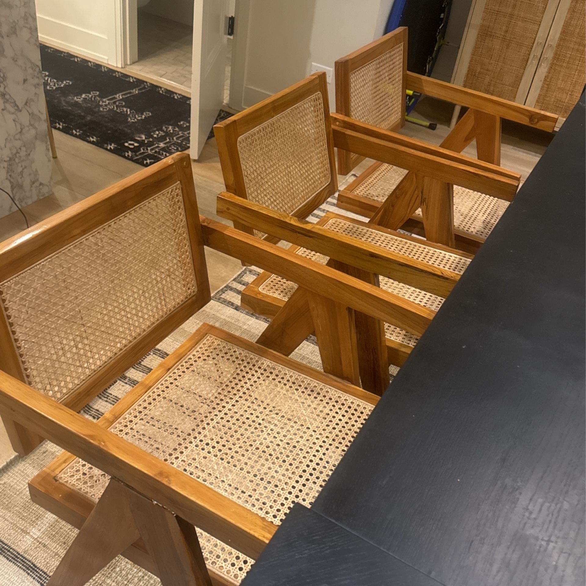Set Of 6 Solid Wood Chandigarh Dining Chairs In Mid Tone Brown