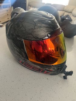 Icon airmada racing motorcycle helmet 3 visors sz L