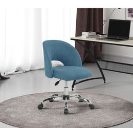 Mainstays Fabric Upholstered Open Back Office Chair with Textured Boucle Fabric, Casters, Teal for Teens and Adults