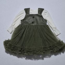 Toddler Girl Faux Leather Pinafore Dress and Tee-NWOT