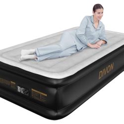 DIVON Twin Air Mattress with Built in Pump Raised,18” Inflatable Mattress with Wave Design,Blow Up Mattress 