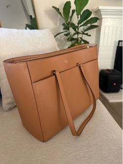 Tory Burch Perry Triple-Compartment Tote in Tan/Autumn Brown