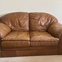2 Seater Brown Leather Couch 