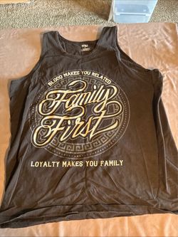 FAMILY FIRST T-shirt Tank Urban Streetwear Hustle Men's 100% Cotton Tee Black