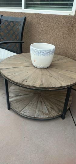 Rustic wood patio table