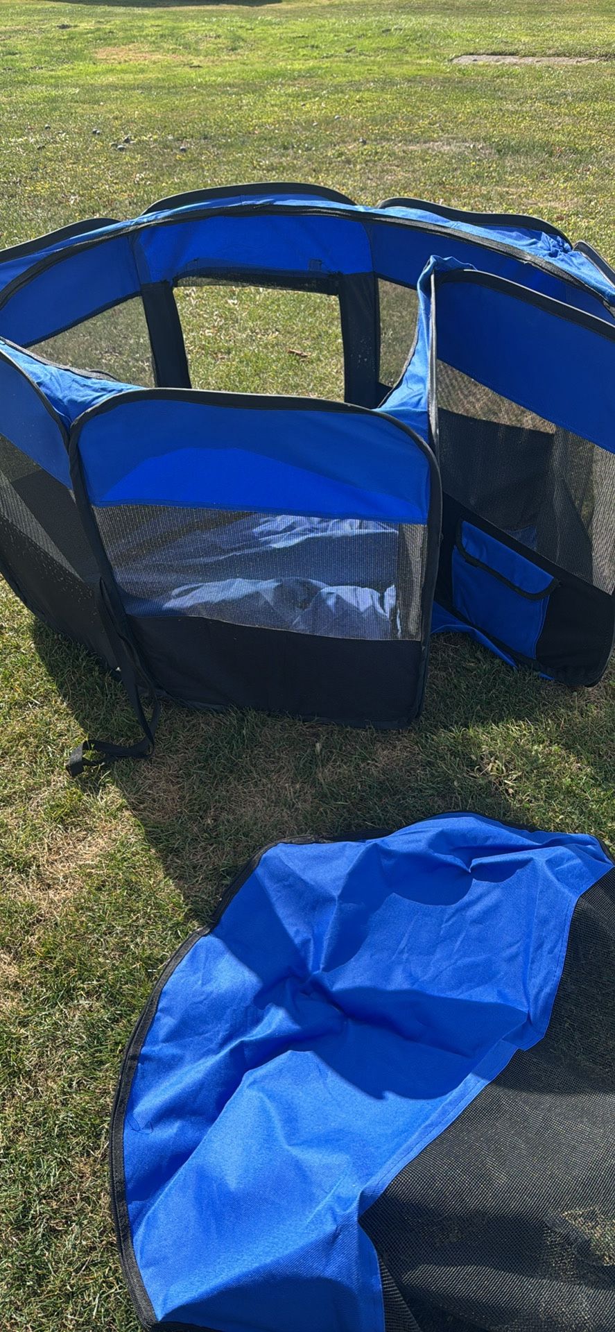 Blue Color Pets Playpen In A Bag For Easy Carrying And Storage