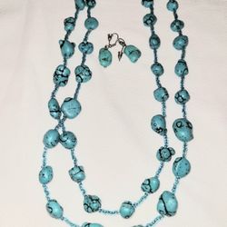 Turquoise Necklace  and Earrings Set