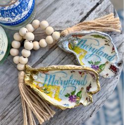 Handmade oyster shell ornaments – Maryland State/host hostess gift