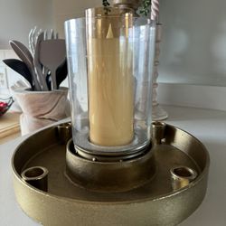 Beautiful brushed gold Candle Holder/ Center Piece