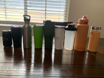 9 Water Bottles & Tumblers Bundle – Stainless Steel, Insulated – Great Condition