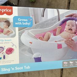 Fisher-Price Baby To Toddler 4-In-1 Sling 'N Seat Tub Removable Infant Baby Bath  Does not include small bottle & scoop