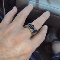 Black Onyx Stainless Steel Harley-Davidson Ring Size 13