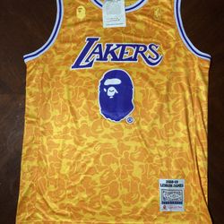 Bape X Mitchell And Ness Lakers Lebron James Jersey