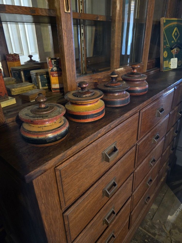 Set Of 4 Antique Indian Spice Containers